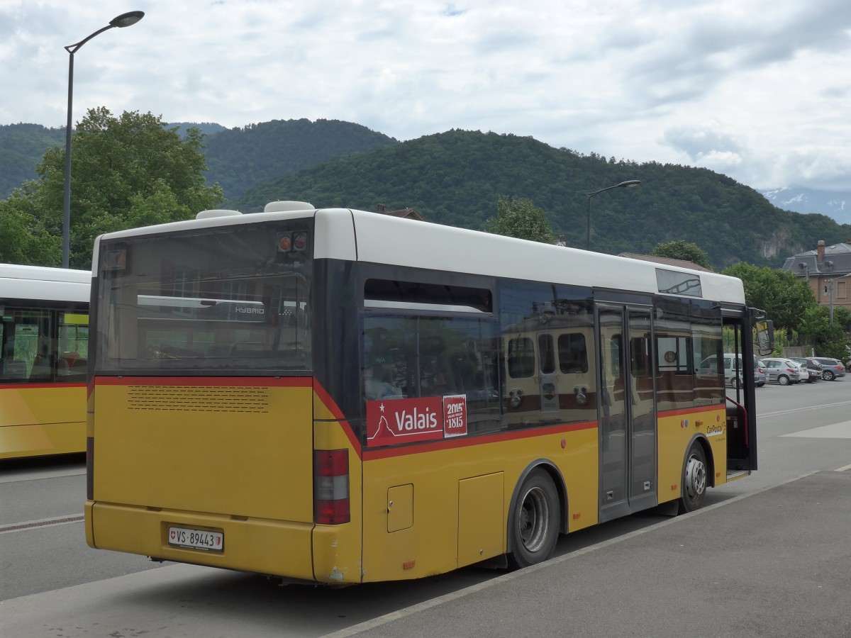 (162'341) - MOB Montreux - Nr. 34/VS 89'443 - MAN/G�ppel (ex TSAR Sierre; ex PostAuto Bern; ex PostAuto Berner Oberland; ex P 23'032) am 20. Juni 2015 beim Bahnhof Aigle