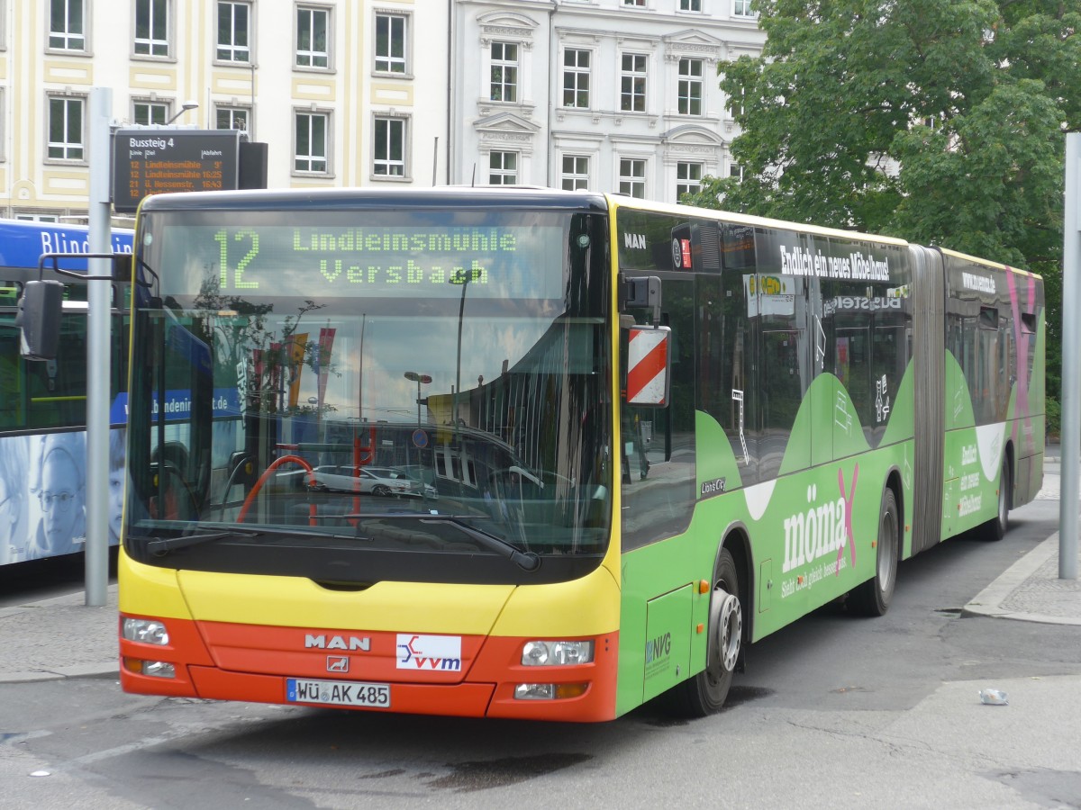 (162'726) - NVG W�rzburg - Nr. 485/W�-AK 485 - MAN am 27. Juni 2015 beim Bahnhof W�rzburg