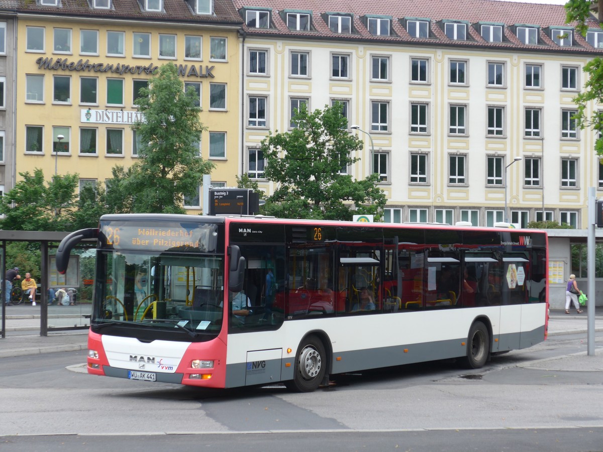 (162'747) - NVG W�rzburg - Nr. 441/W�-AK 441 - MAN am 27. Juni 2015 beim Bahnhof W�rzburg