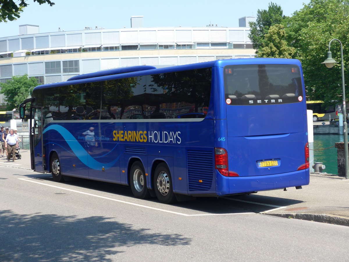 (162'911) - Aus England: Shearings, Wigan - Nr. 645/BT63 GDO - Setra am 2. Juli 2015 bei der Schiffl�ndte Thun