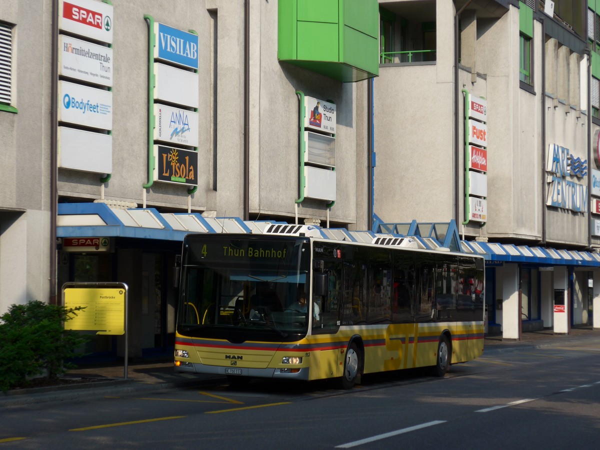 (162'925) - STI Thun - Nr. 113/BE 700'113 - MAN am 6. Juli 2015 in Thun, Postbr�cke