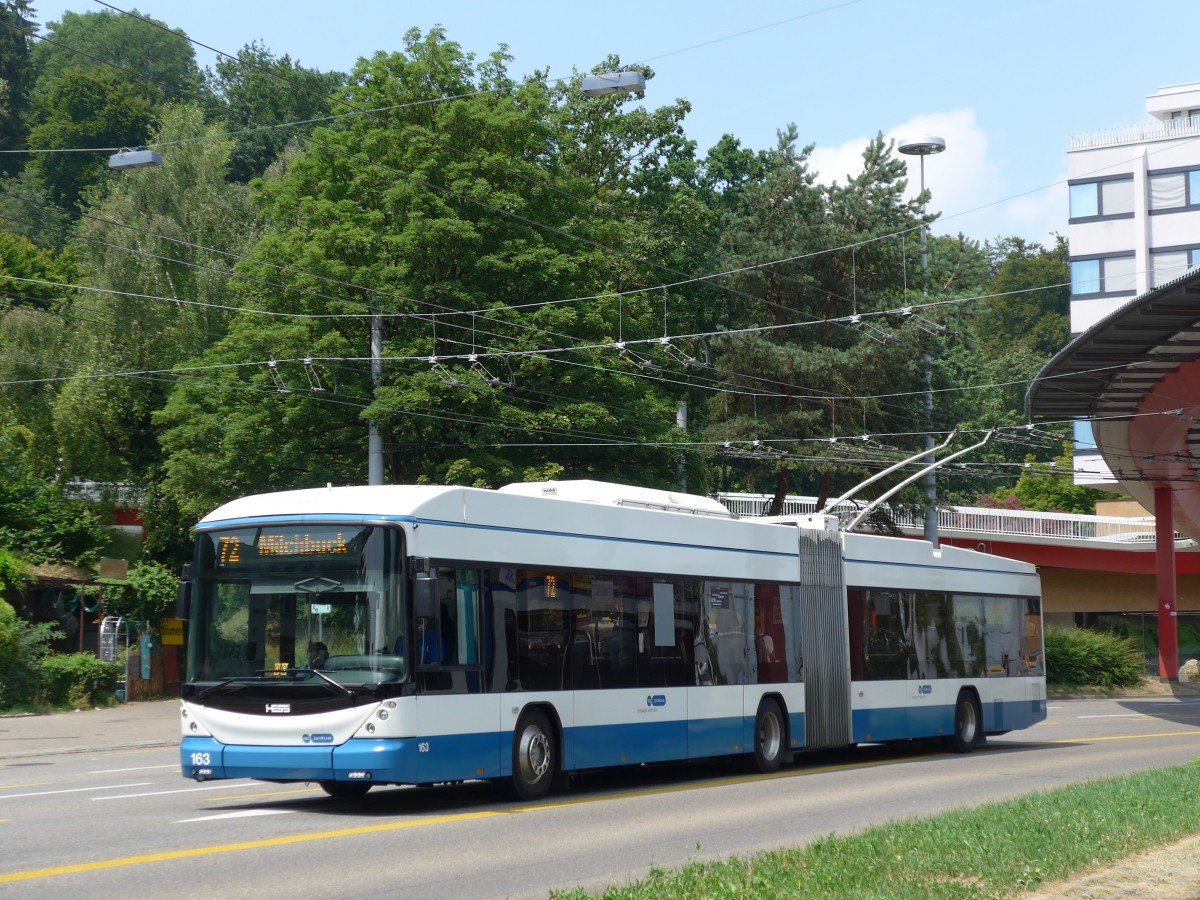 (162'964) - VBZ Z�rich - Nr. 163 - Hess/Hess Gelenktrolleybus am 6. Juli 2015 in Z�rich, Bucheggplatz