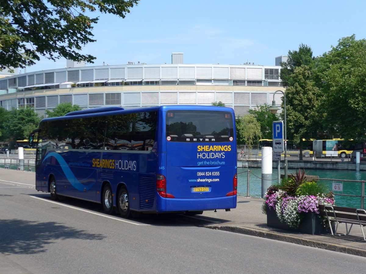 (163'073) - Aus England: Shearings, Wigan - Nr. 645/BT63 GDO - Setra am 16. Juli 2015 bei der Schiffl�ndte Thun