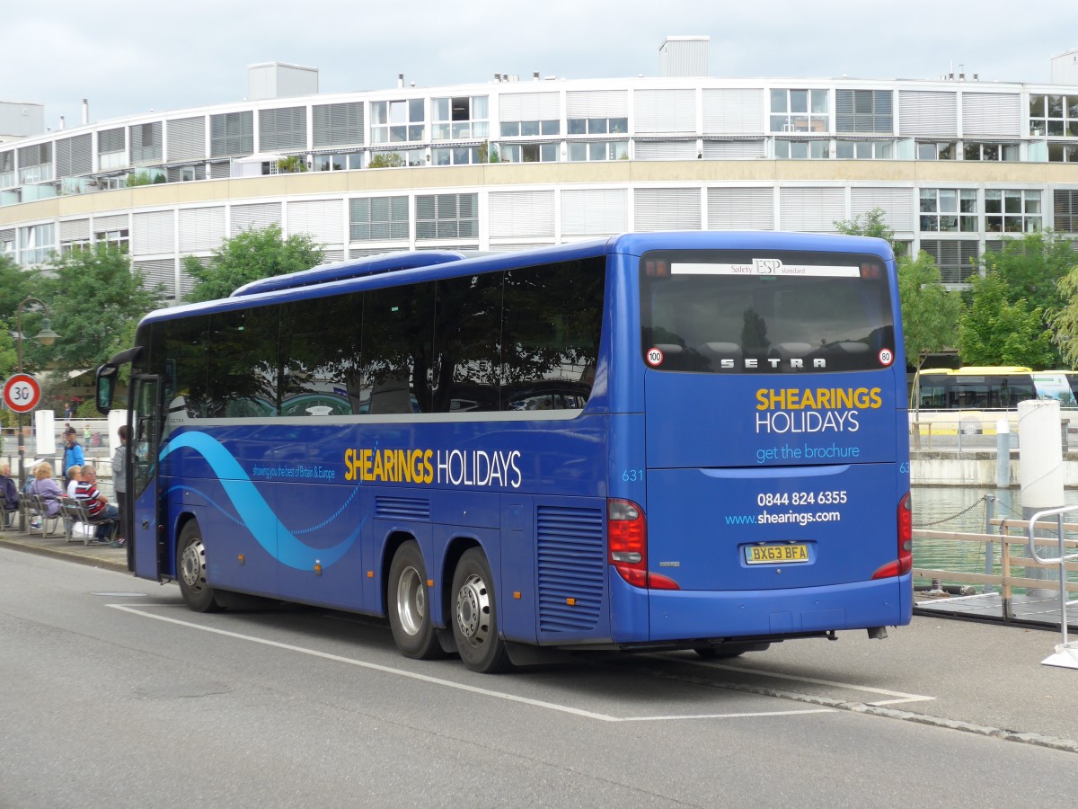 (163'183) - Aus England: Shearings, Wigan - Nr. 631/BX63 BFA - Setra am 29. Juli 2015 bei der Schiffl�ndte Thun