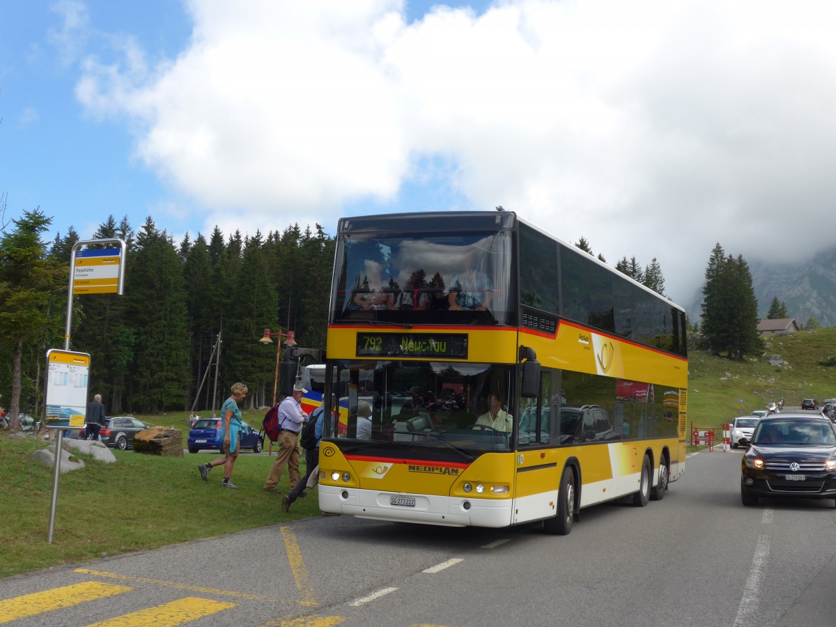 (163'269) - PostAuto Ostschweiz - SG 273'222 - Neoplan (ex P 27'021) am 2. August 2015 in Schw�galp, Passh�he