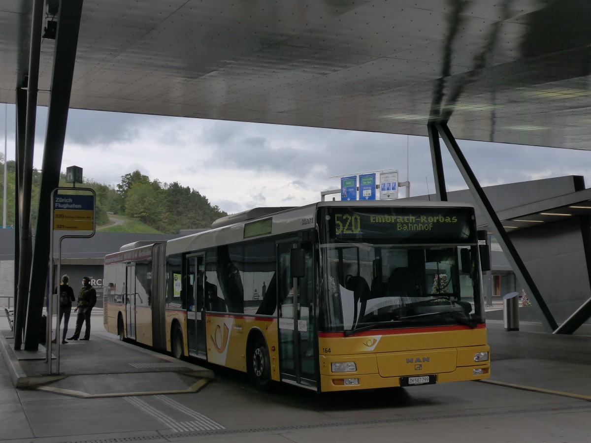 (163'323) - PostAuto Z�rich - Nr. 164/ZH 587'799 - MAN (ex Nr. 26) am 15. August 2015 in Z�rich, Flughafen