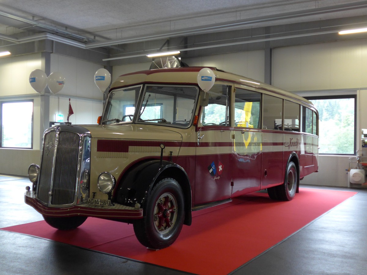 (163'370) - Knecht, Windisch - AG 10'155 U - Saurer/T�scher (ex Schweizer Armee; ex P 23'073) am 15. August 2015 in Bassersdorf, Buszentrum Glattal