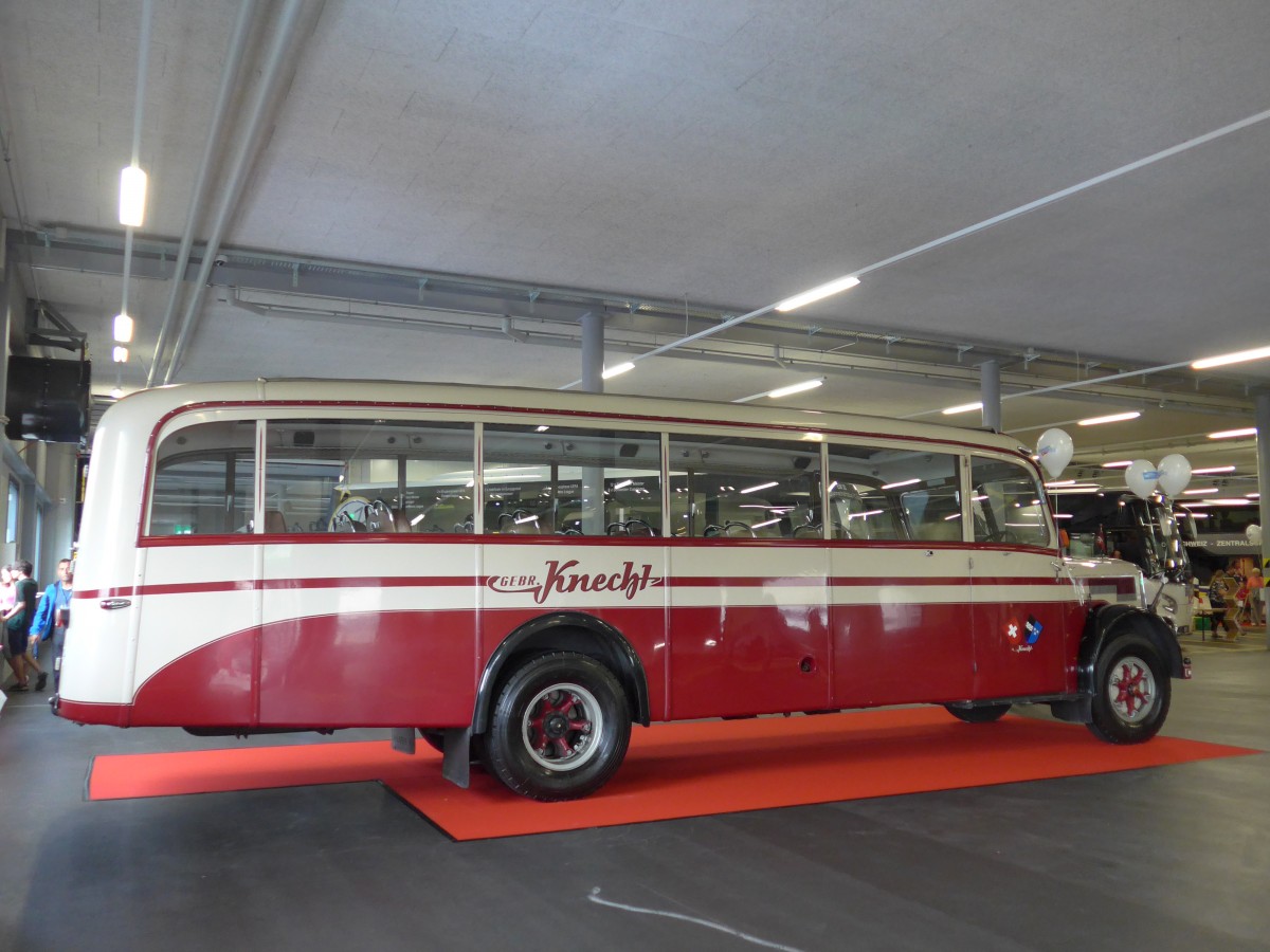 (163'406) - Knecht, Windisch - AG 10'155 U - Saurer/T�scher (ex Schweizer Armee; ex P 23'073) am 15. August 2015 in Bassersdorf, Buszentrum Glattal