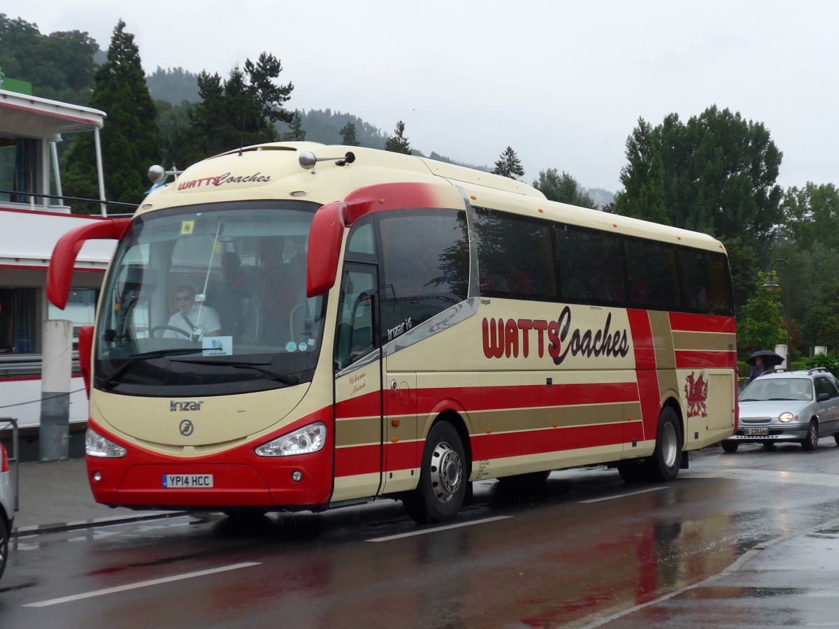 (163'479) - Aus England: Watts Coaches, Cardiff - YP14 HCC - Irizar am 15. August 2015 bei der Schiffl�ndte Thun
