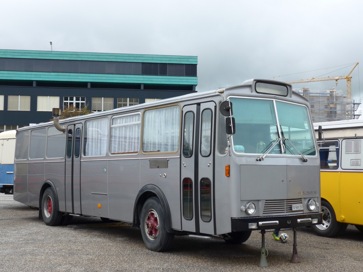 (163'517) - Aus der Schweiz: Gsell, Arbon - TG 500'202 - Saurer/Rizzi (ex Landolt, Z�rich; ex SAPJV, L'Isle Nr. 73; ex SAPJV, L'Isle Nr. 44; ex P 24'663) am 16. August 2015 in Schaan, Wohnbustreffen