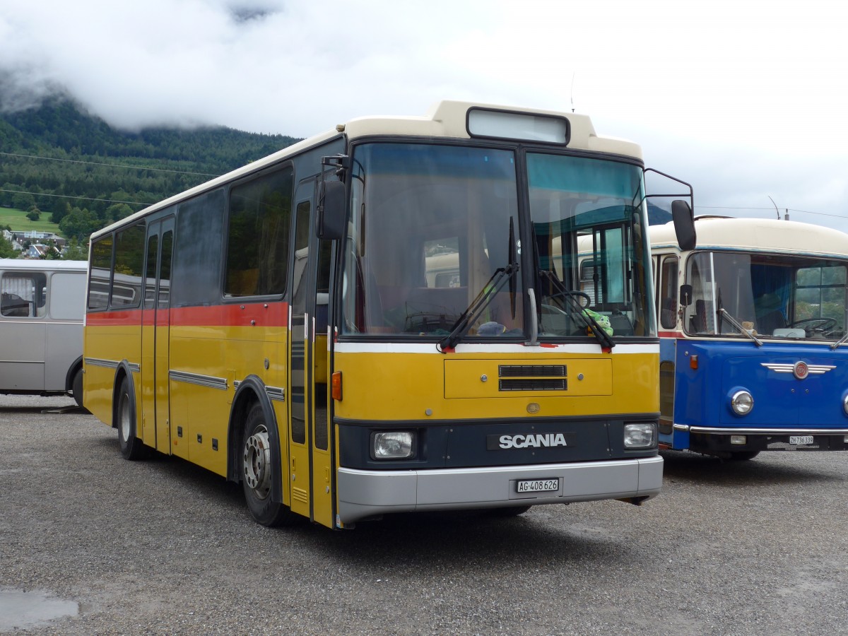 (163'563) - Aus der Schweiz: Schneller, M�genwil - AG 408'626 - Scania/Lauber (ex Dubuis, Savi�se) am 16. August 2015 in Schaan, Wohnbustreffen