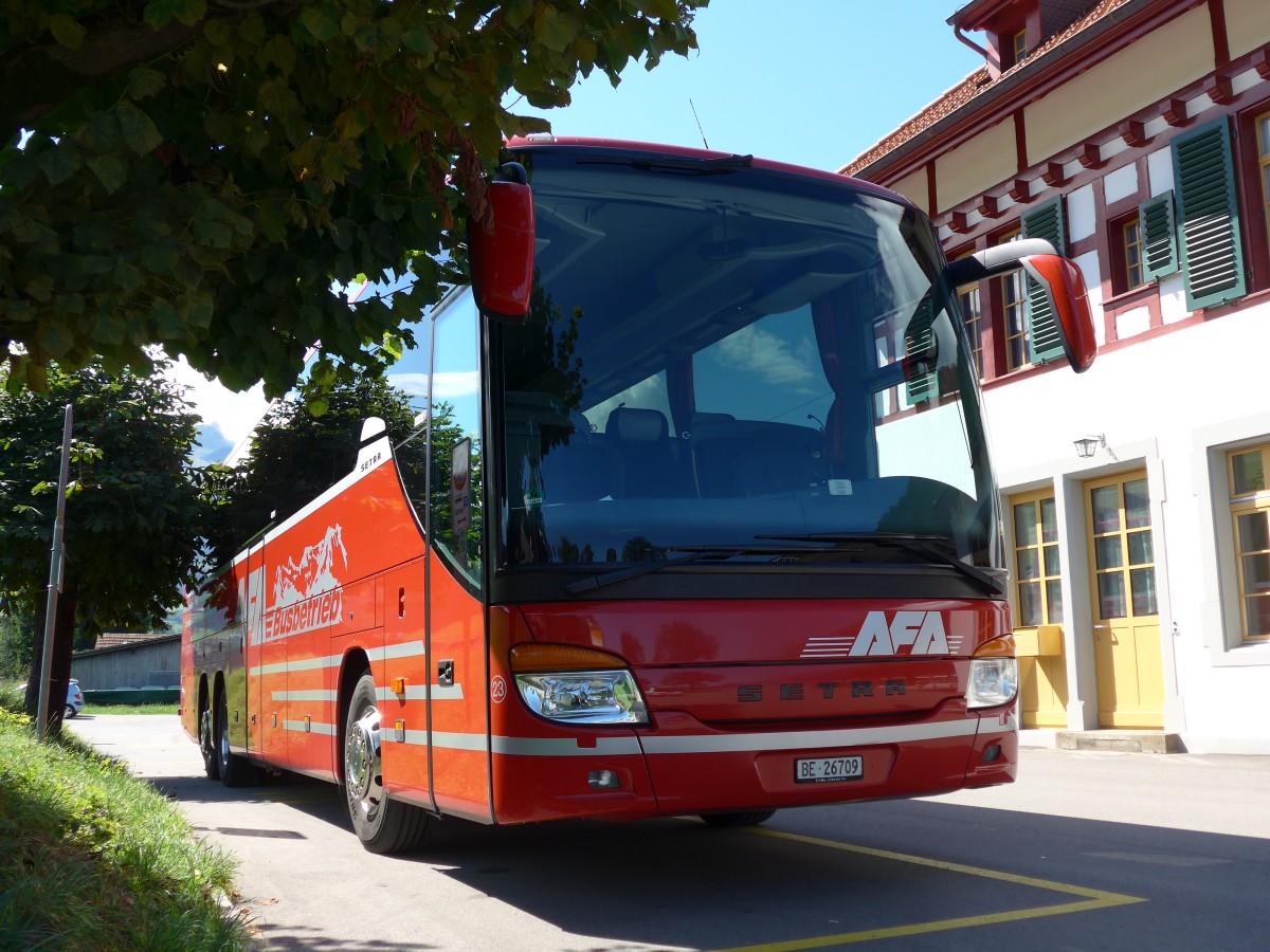 (163'711) - AFA Adelboden - Nr. 23/BE 26'709 - Setra (ex Blaguss, A-Wien Nr. 5402) am 20. August 2015 beim Bahnhof M�lenen