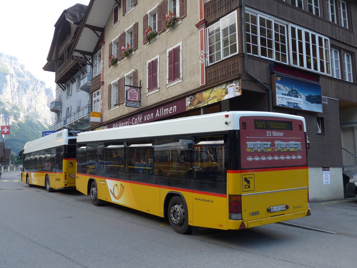 (163'721) - PostAuto Bern - BE 497'265 - Lanz+Marti/Hess Personenanh�nger (ex VBL Luzern Nr. 308) am 22. August 2015 beim Bahnhof Lauterbrunnen