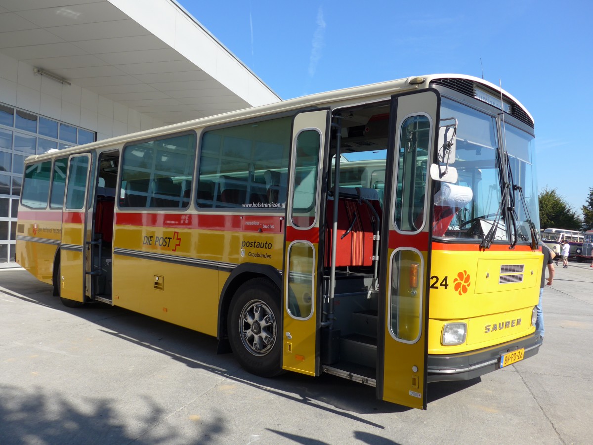 (163'875) - Aus Holland: FRAM Drachten - Nr. 24/BV-PD-26 - Saurer/R&J (ex PostAuto Graub�nden; ex P 24'367) am 29. August 2015 in Oberkirch, CAMPUS Sursee
