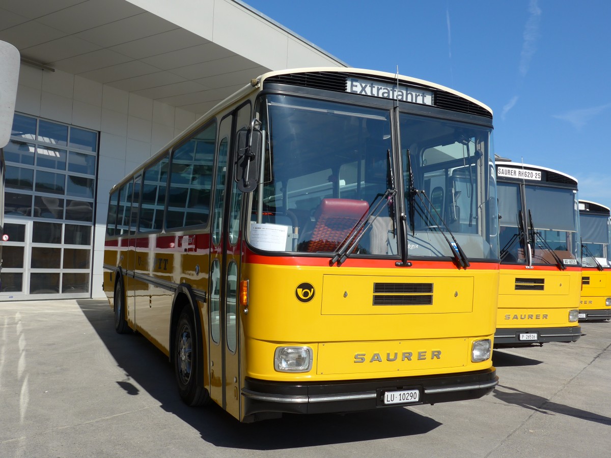 (163'876) - Amstein, Willisau - LU 10'290 - Saurer/T�scher (ex Allemann, Niederbipp; ex Semadeni, Poschiavo; ex Kasper, Poschiavo; ex PostAuto Graub�nden; ex P 24'285) am 29. August 2015 in Oberkirch, CAMPUS Sursee