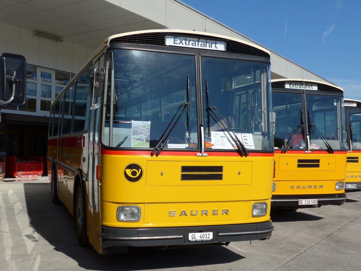(163'879) - Schmid, Glarus - GL 4012 - Saurer/T�scher (ex Mosimann, Aesch; ex Erne, Full; ex P 24'257) am 29. August 2015 in Oberkirch, CAMPUS Sursee