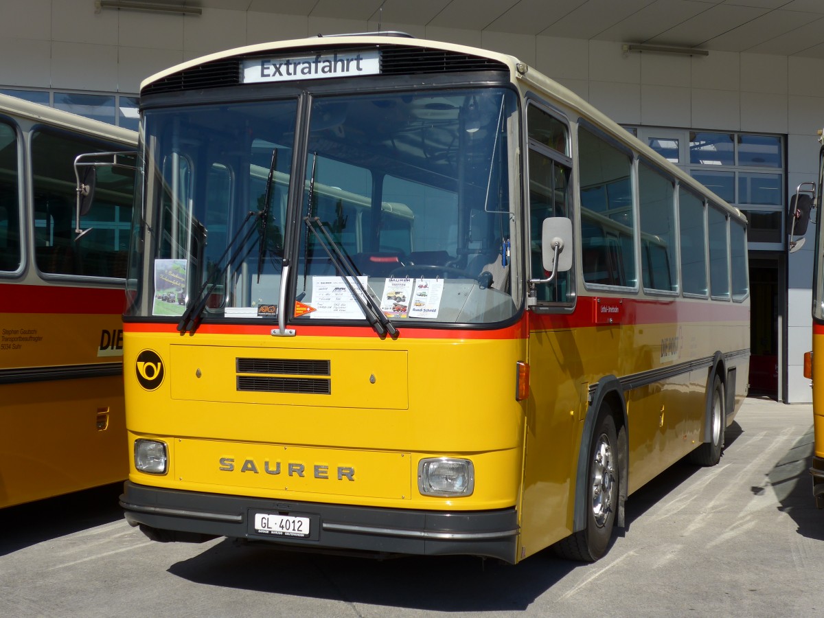 (163'890) - Schmid, Glarus - GL 4012 - Saurer/T�scher (ex Mosimann, Aesch; ex Erne, Full; ex P 24'257) am 29. August 2015 in Oberkirch, CAMPUS Sursee