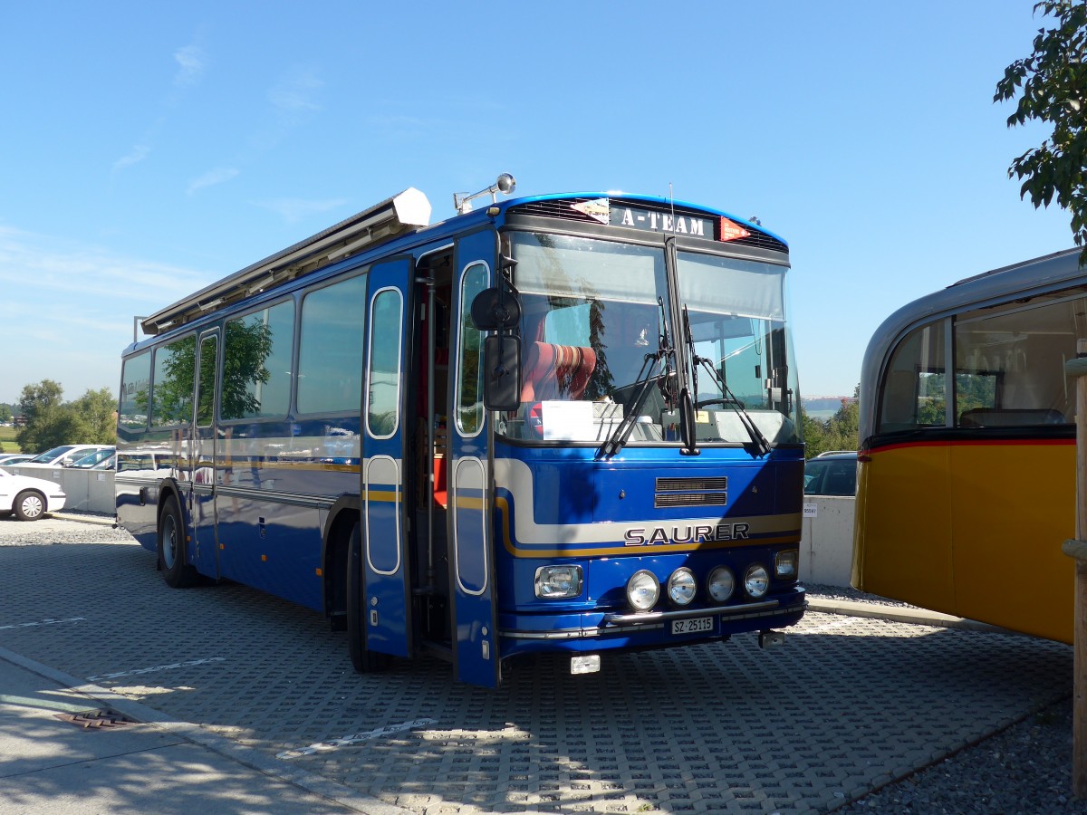 (163'921) - Steinauer, Einsiedeln - SZ 25'115 - Saurer/R&J (ex Albin, F�llanden; ex SBB Bern; ex Sol�r&Fontana, Ilanz; ex P 24'359) am 29. August 2015 in Oberkirch, CAMPUS Sursee