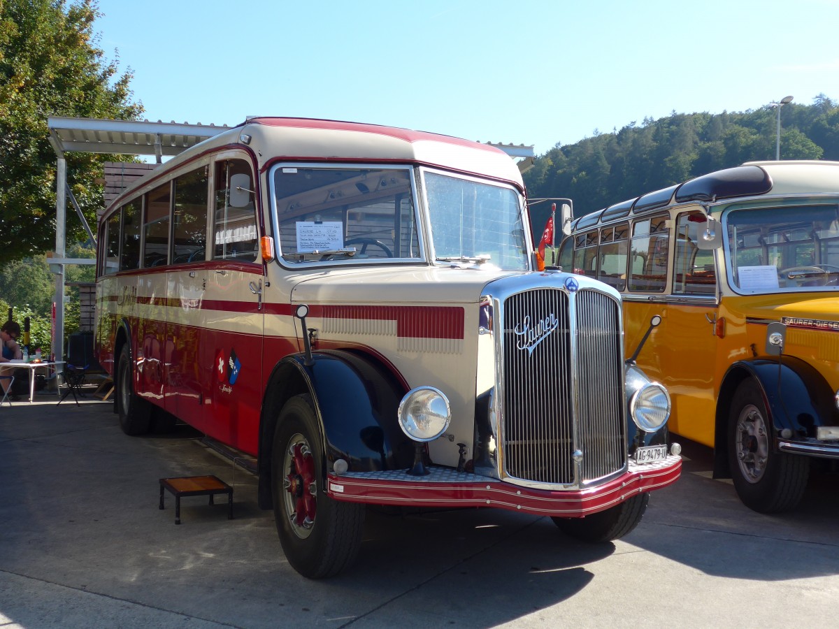 (163'938) - Knecht, Windisch - AG 9479 U - Saurer/T�scher (ex Schweizer Armee; ex P 23'073) am 29. August 2015 in Oberkirch, CAMPUS Sursee