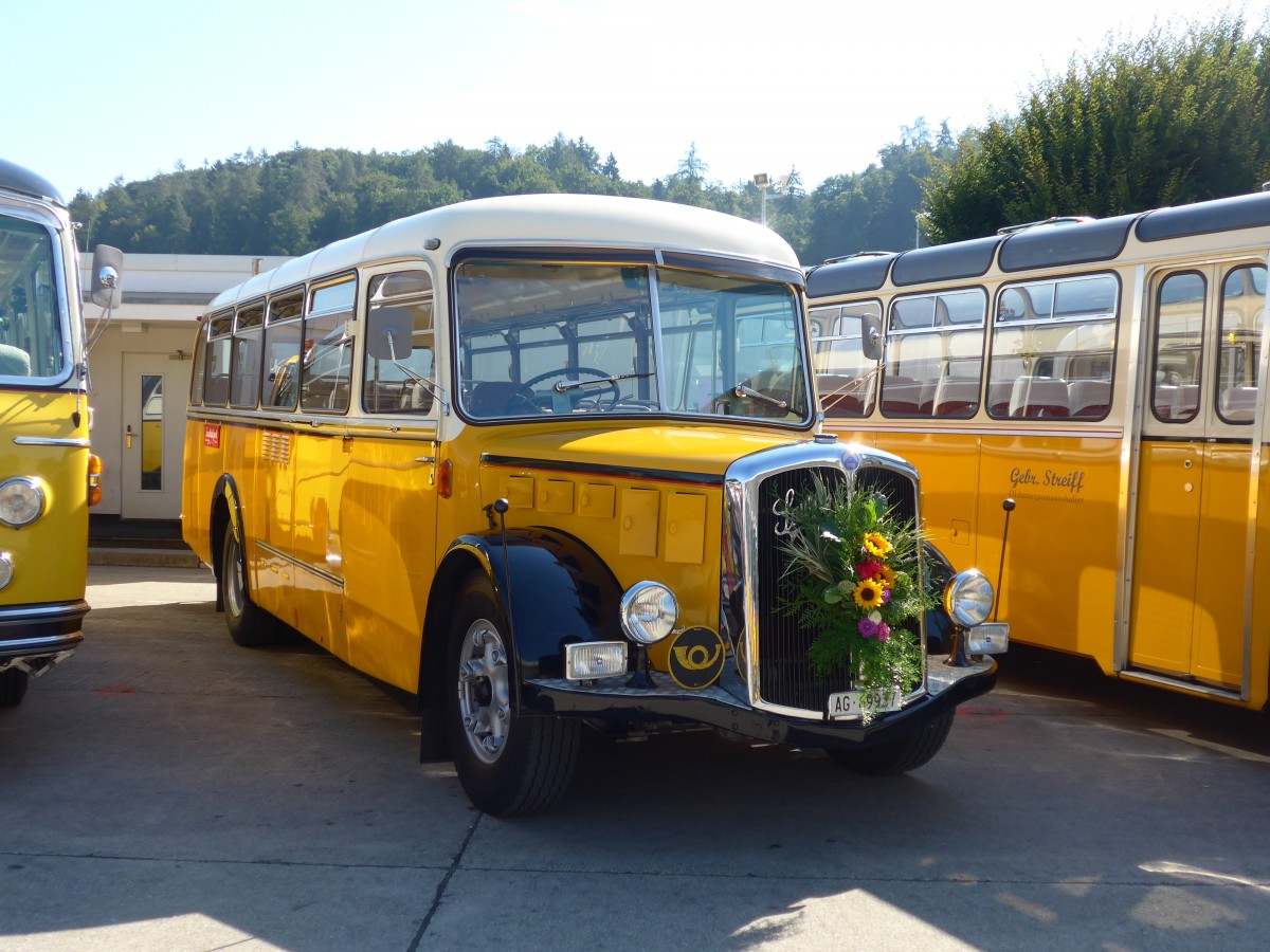 (163'942) - Bl�chlinger, Endingen - AG 69'937 - Saurer/T�scher (ex Dubach, Walde; ex Spescha, Andiast) am 29. August 2015 in Oberkirch, CAMPUS Sursee