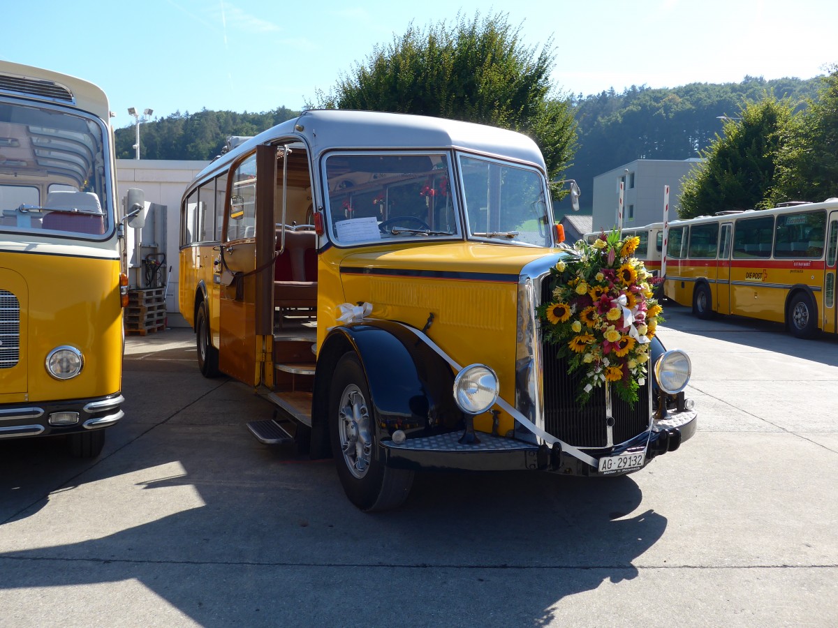 (163'945) - Suter, Herznach - AG 29'132 - Saurer/T�scher (ex Geissmann, H�gglingen; ex P 23'070) am 29. August 2015 in Oberkirch, CAMPUS Sursee