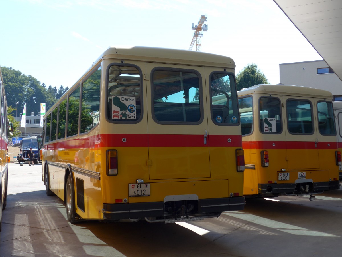 (164'142) - Schmid, Glarus - GL 4012 - Saurer/T�scher (ex Mosimann, Aesch; ex Erne, Full; ex P 24'257) am 29. August 2015 in Oberkirch, CAMPUS Sursee