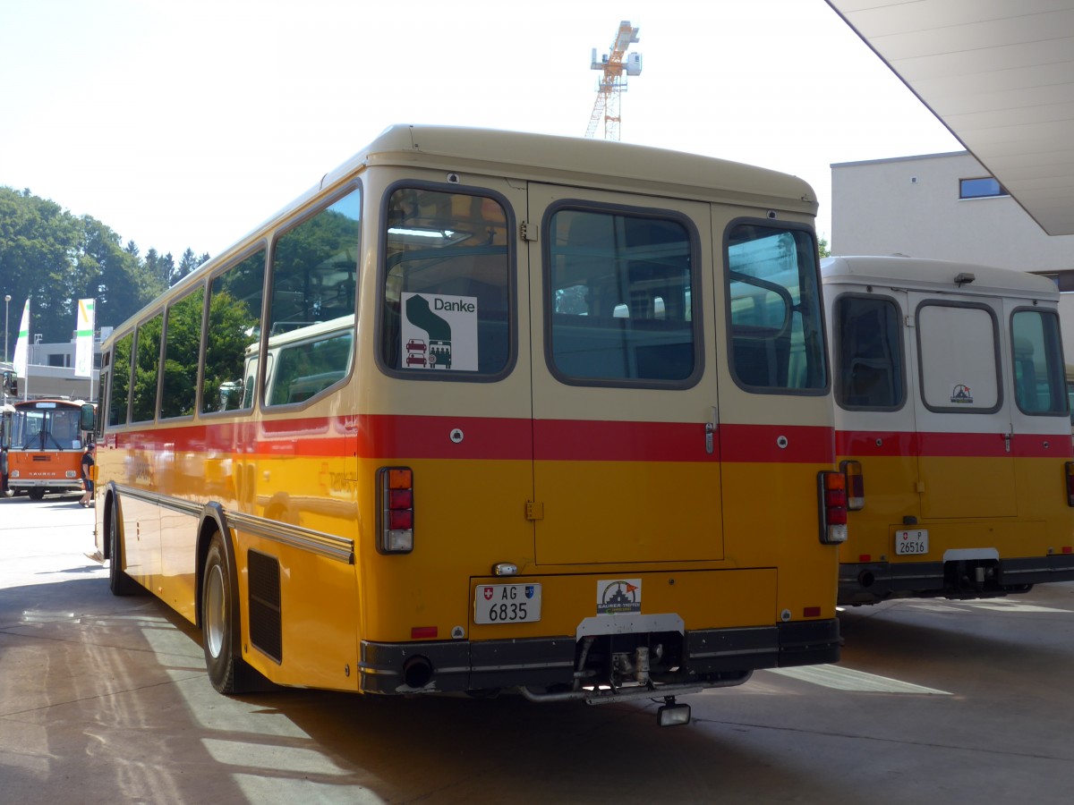 (164'143) - Gautschi, Suhr - AG 6835 - Saurer/T�scher (ex L�tscher, Neuheim Nr. 200; ex Cartek, Regensdorf; ex P 25'822) am 29. August 2015 in Oberkirch, CAMPUS Sursee