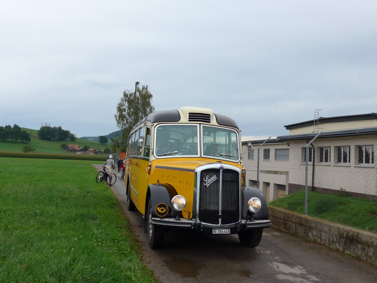 (164'621) - Museum f�r Kommunikation, Bern - BE 384'448 - Saurer/Eggli (ex P 23'135) am 13. September 2015 in Mamishaus, Depot MfK