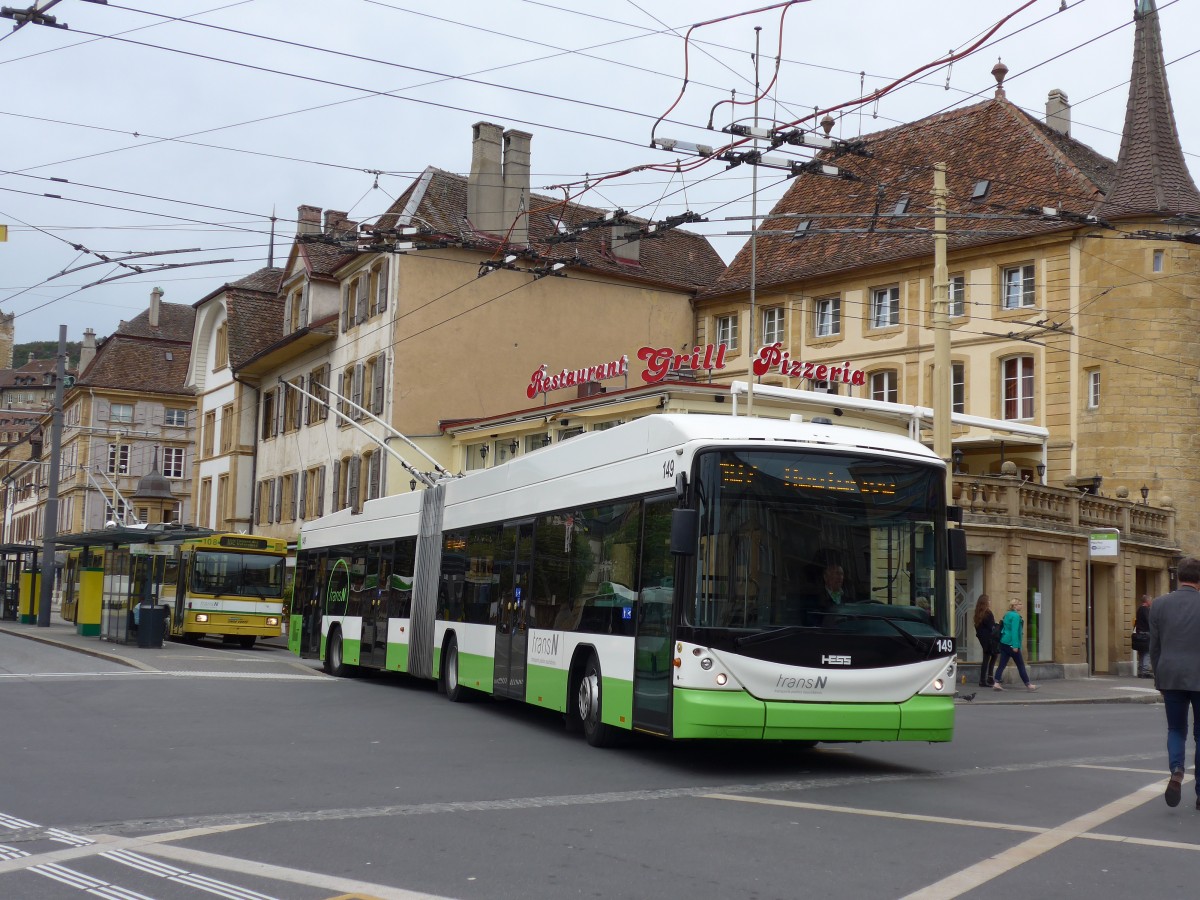 (164'797) - transN, La Chaux-de-Fonds - Nr. 149 - Hess/Hess Gelenktrolleybus (ex TN Neuch�tel Nr. 149) am 15. September 2015 in Neuch�tel, Place Pury