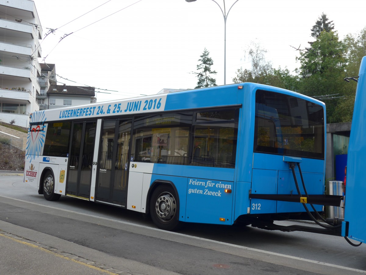 (164'858) - VBL Luzern - Nr. 312 - Lanz+Marti/Hess Personenanh�nger am 16. September 2015 in Luzern, W�rzenbach
