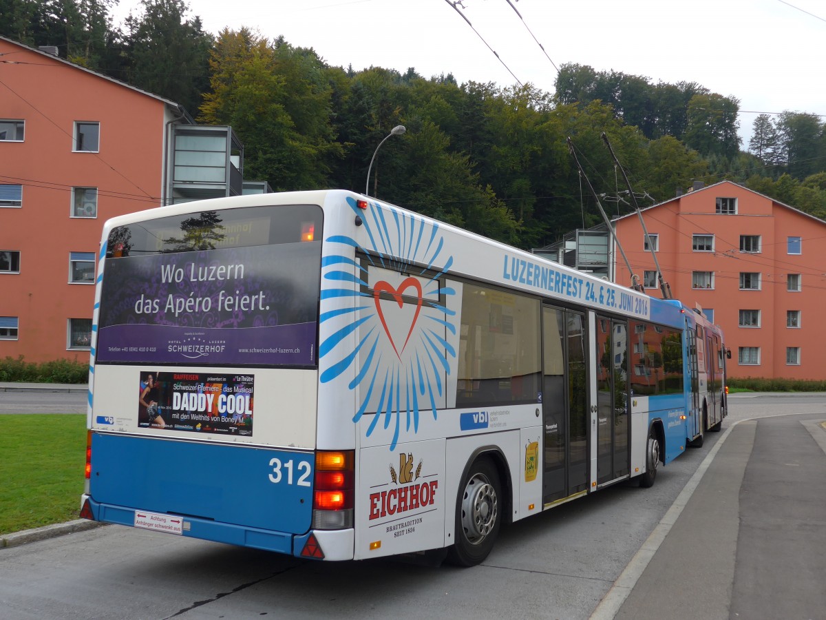 (164'859) - VBL Luzern - Nr. 312 - Lanz+Marti/Hess Personenanh�nger am 16. September 2015 in Luzern, W�rzenbach