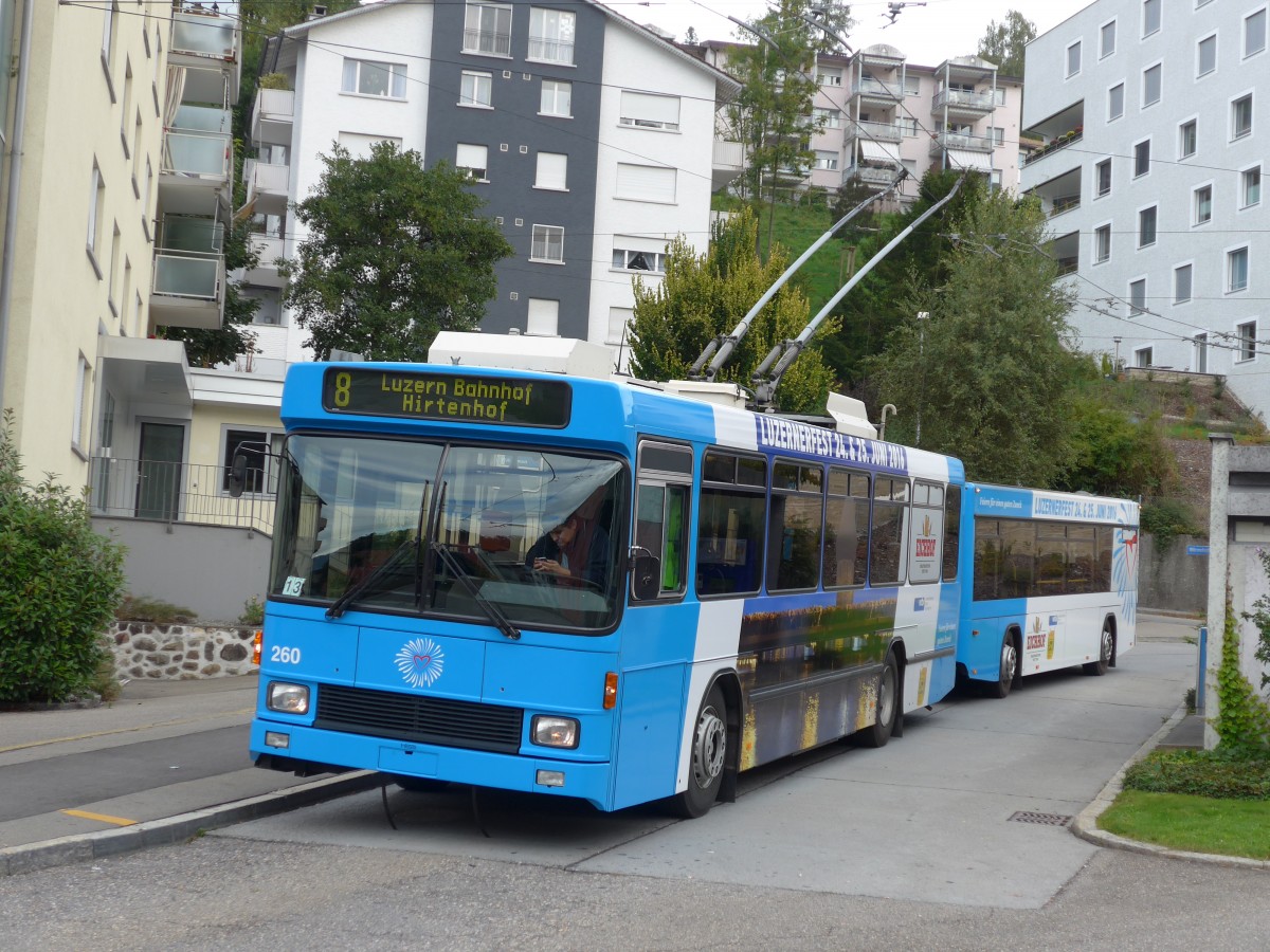 (164'862) - VBL Luzern - Nr. 260 - NAW/R&J-Hess Trolleybus am 16. September 2015 in Luzern, W�rzenbach