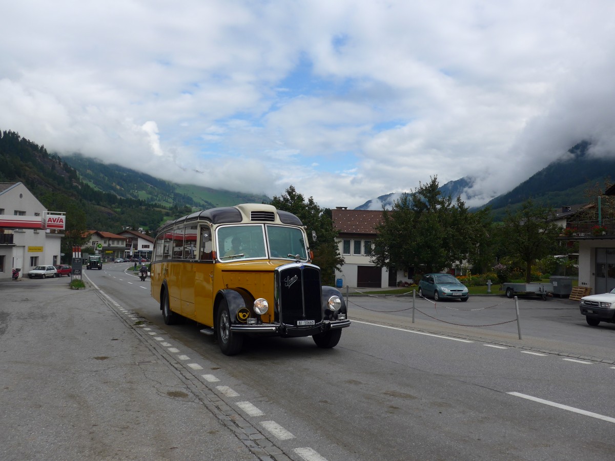 (165'306) - Gm�nder, Weissbad - AI 10'660 - Saurer/Gangloff (ex P 23'144; ex P 2213) am 19. September 2015 in Andeer, Tgavugl