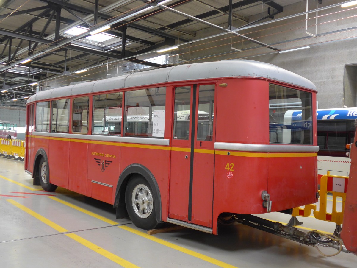 (165'849) - AS Engi - Nr. 42 - Moser/R&J Personenanh�nger (ex AAGG Gossau; ex WV Winterthur Nr. 161) am 26. September 2015 in Winterthur, Depot Gr�zefeld