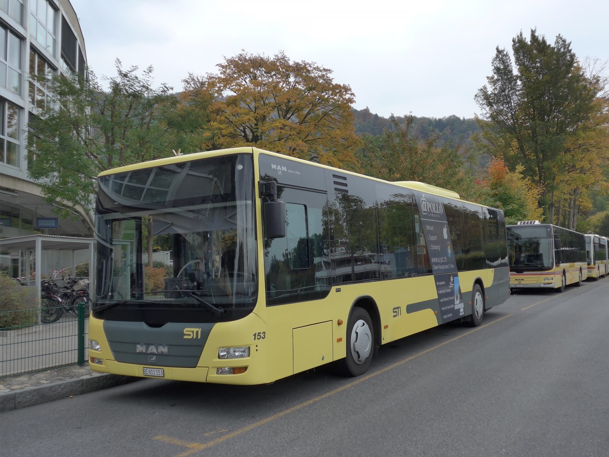 (166'242) - STI Thun - Nr. 153/BE 801'153 - MAN am 13. Oktober 2015 bei der Schiffl�ndte Thun
