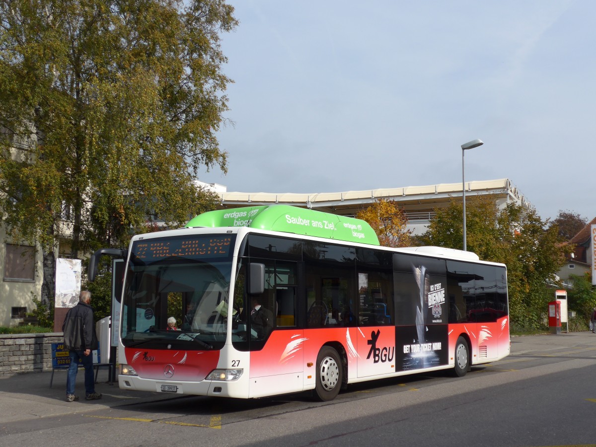 (166'421) - BGU Grenchen - Nr. 27/SO 39'937 - Mercedes am 24. Oktober 2015 beim Bahnhof Grenchen S�d