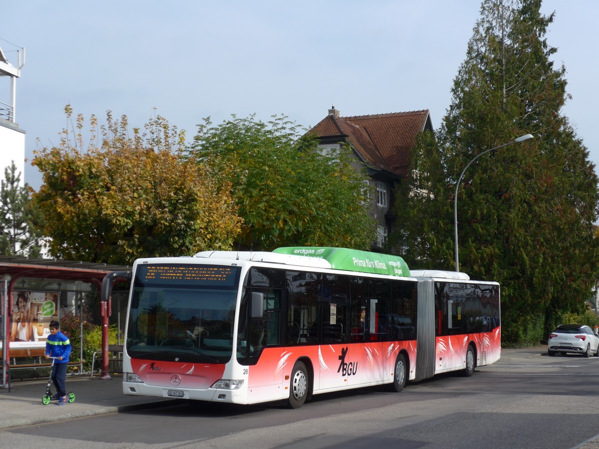 (166'422) - BGU Grenchen - Nr. 28/SO 167'263 - Mercedes am 24. Oktober 2015 beim Bahnhof Grenchen S�d