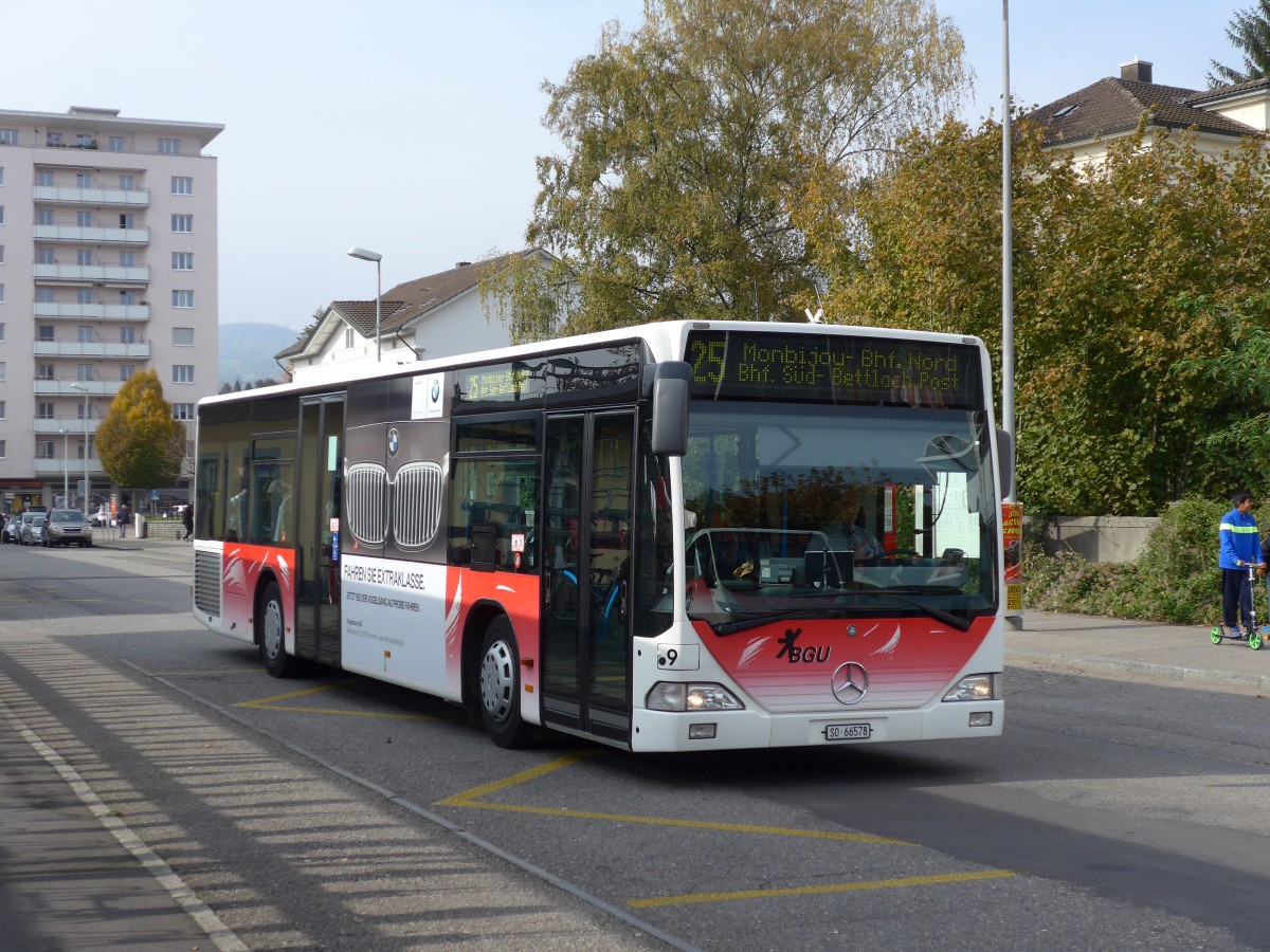 (166'428) - BGU Grenchen - Nr. 9/SO 66'578 - Mercedes am 24. Oktober 2015 beim Bahnhof Grenchen S�d