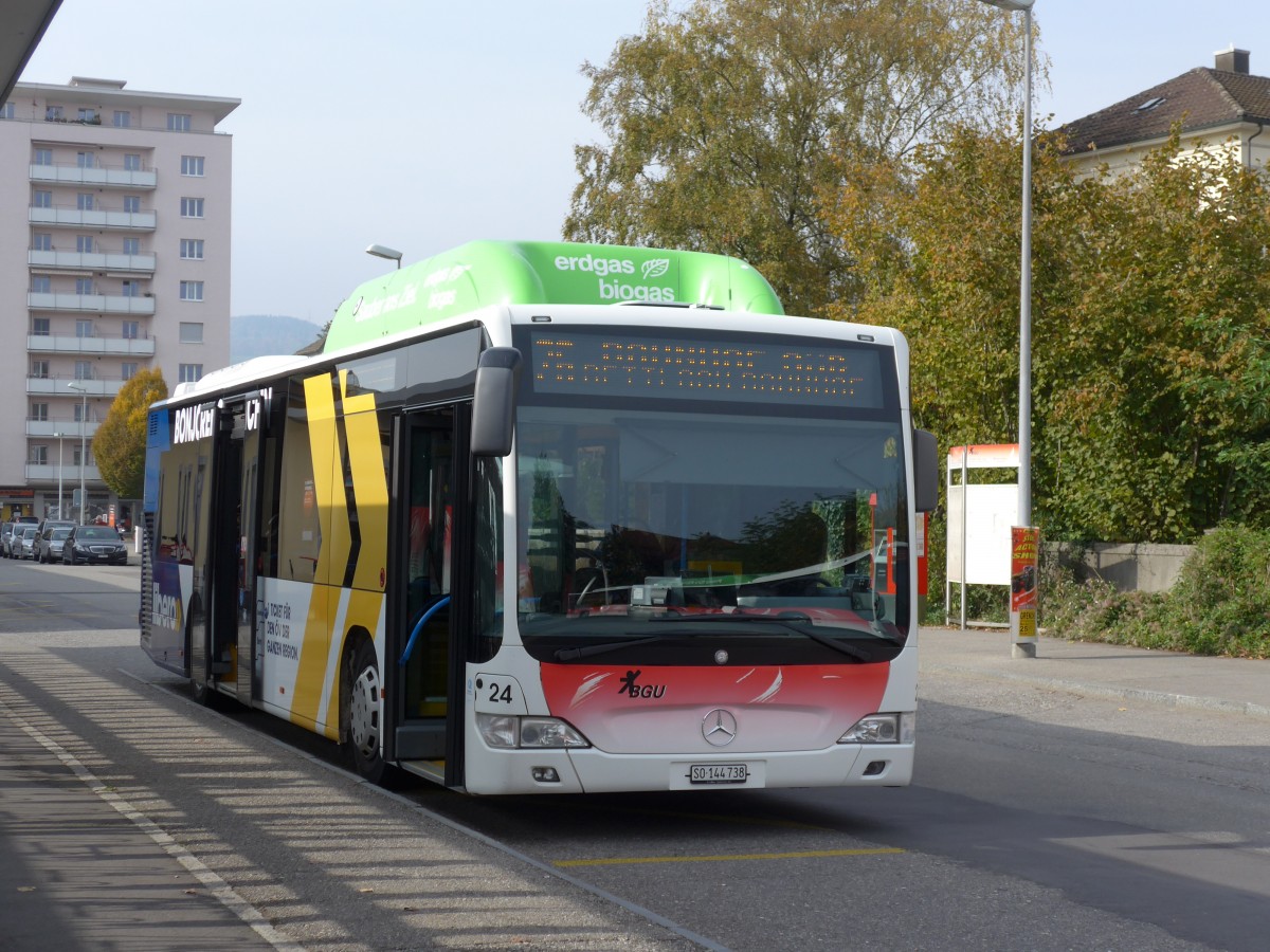 (166'433) - BGU Grenchen - Nr. 24/SO 144'738 - Mercedes am 24. Oktober 2015 beim Bahnhof Grenchen S�d