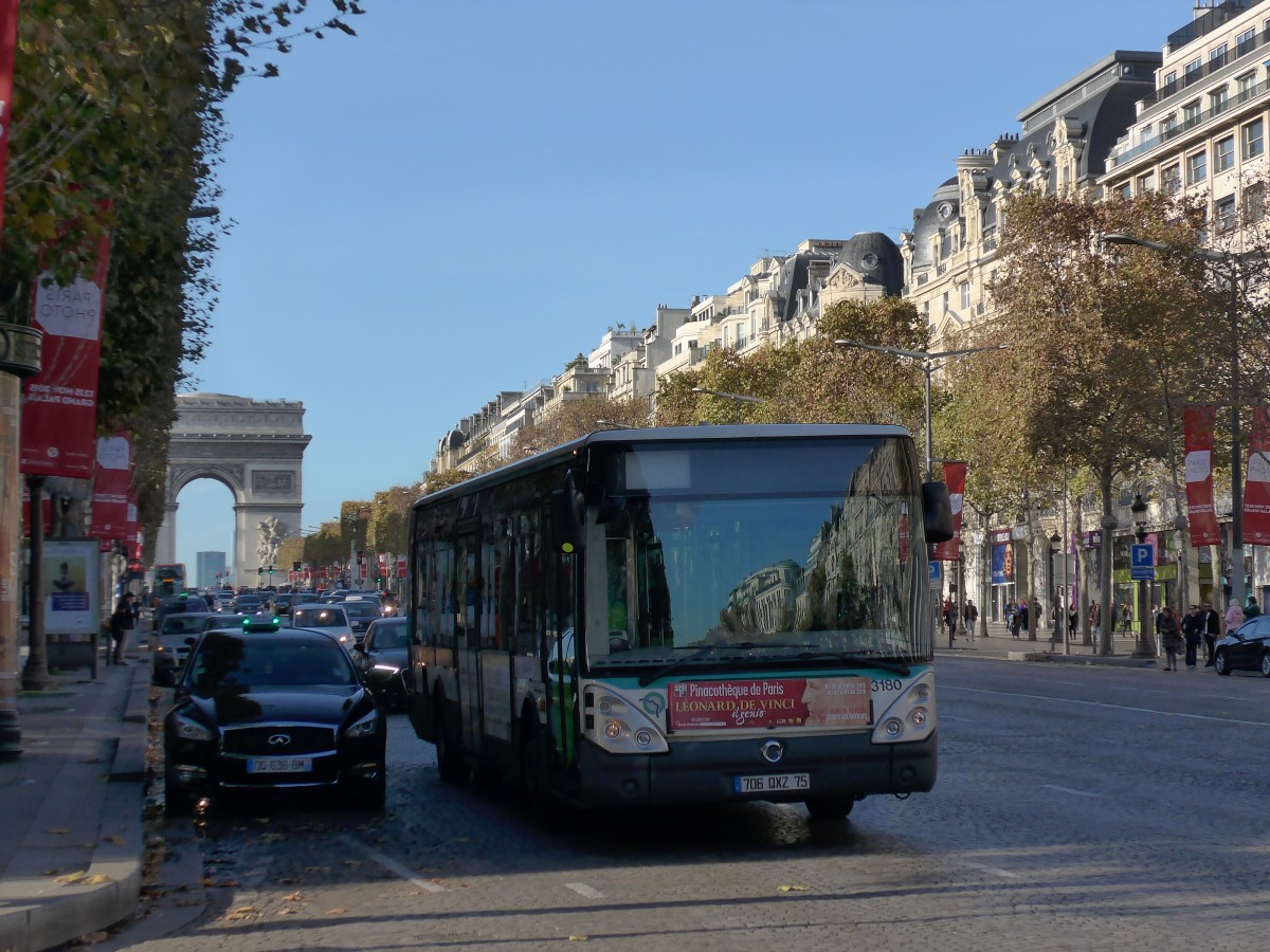 (166'667) - RATP Paris - Nr. 3180/706 QXZ 75 - Irisbus am 15. November 2015 in Paris, Champs-Elys�es