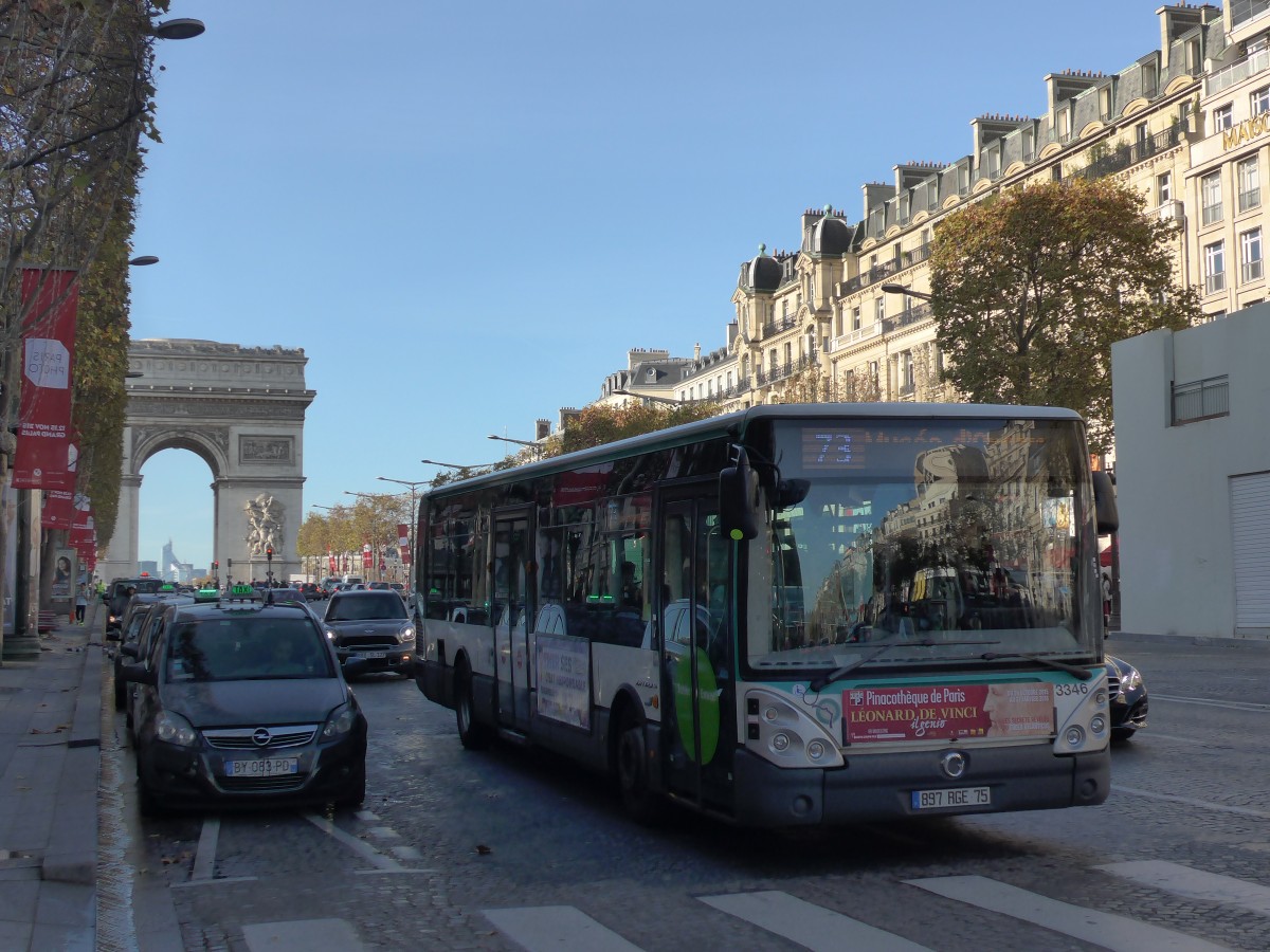 (166'670) - RATP Paris - Nr. 3346/897 RGE 75 - Irisbus am 15. November 2015 in Paris, Champs-Elys�es