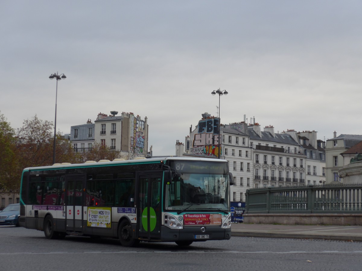 (166'774) - RATP Paris - Nr. 3100/666 QWD 75 - Irisbus am 16. November 2015 in Paris, Bastille