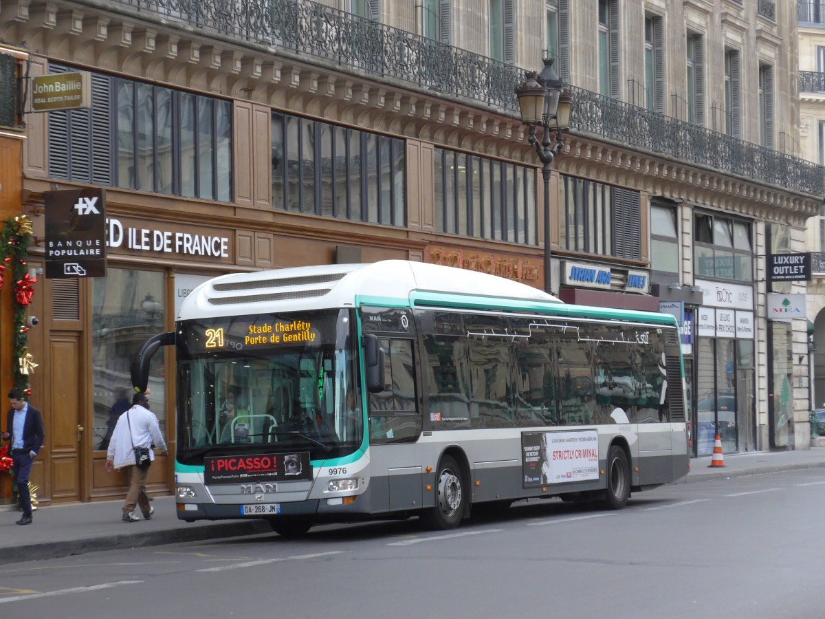 (166'885) - RATP Paris - Nr. 9976/DA 268 JM - MAN am 16. November 2015 in Paris, Op�ra