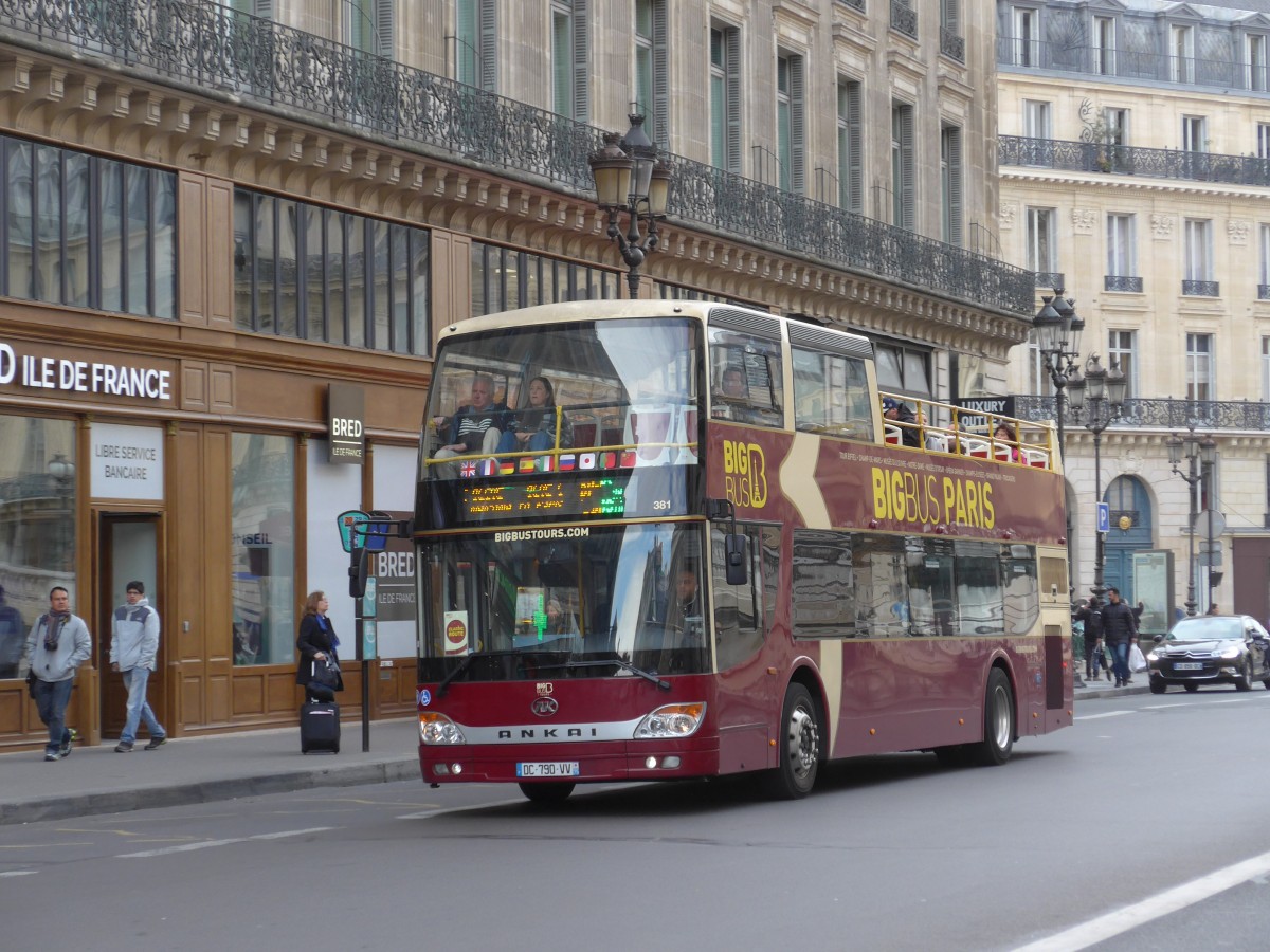 (166'895) - Big Bus, Paris - Nr. 381/DC 790 VV - Ankai am 16. November 2015 in Paris, Op�ra