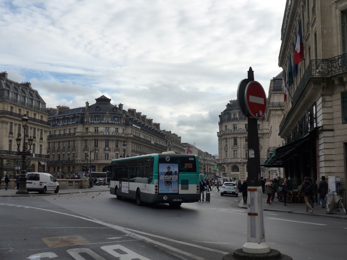 (166'908) - RATP Paris - Nr. 3647/AE 061 ZA - Irisbus am 16. November 2015 in Paris, Op�ra