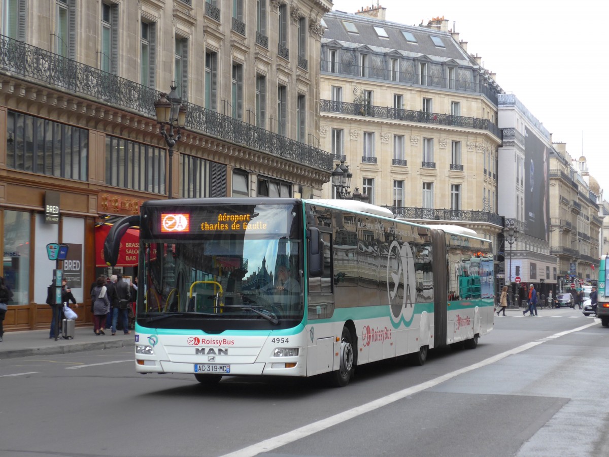 (166'912) - RATP Paris - Nr. 4954/AC 319 MC - MAN am 16. November 2015 in Paris, Op�ra