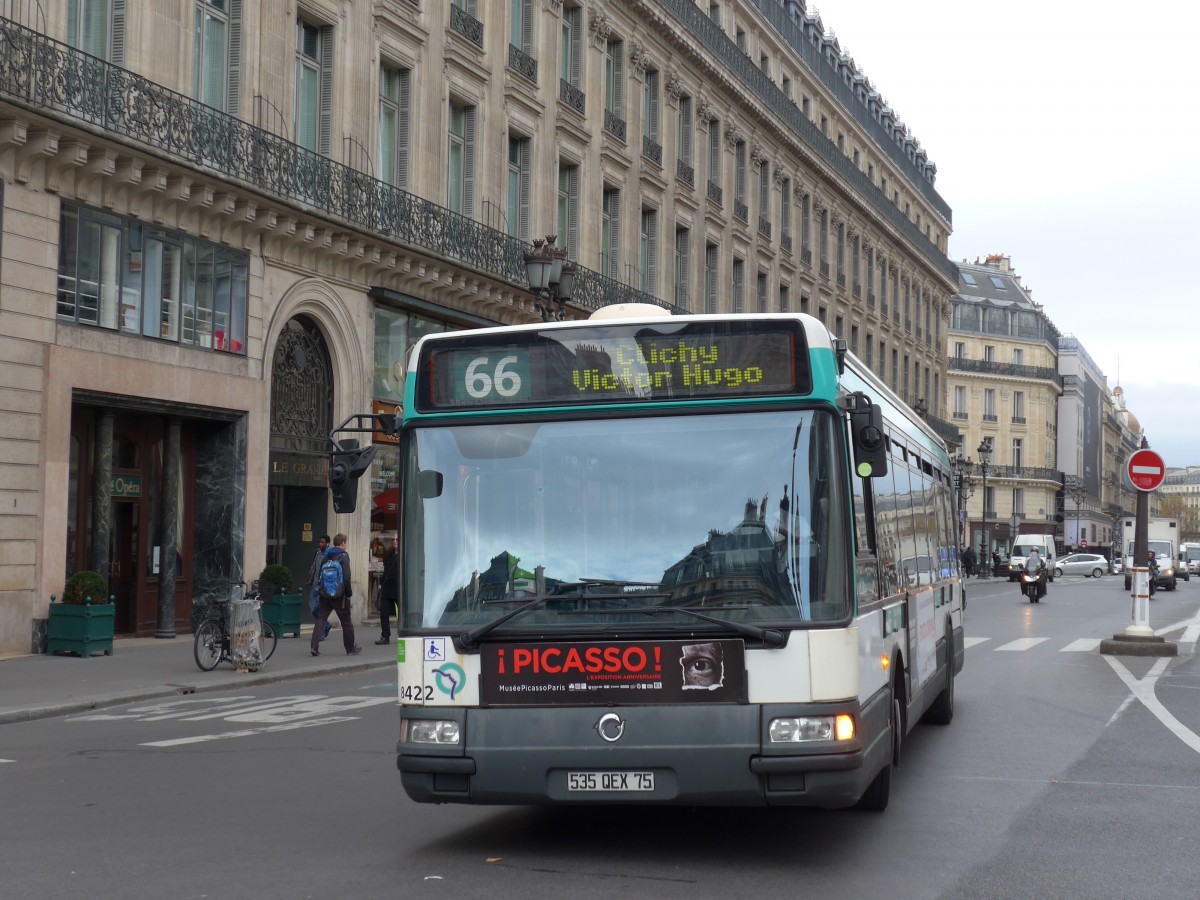(166'922) - RATP Paris - Nr. 8422/535 QEX 75 - Irisbus am 16. November 2015 in Paris, Op�ra