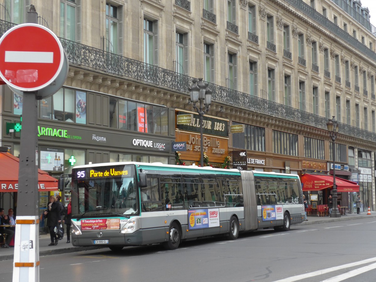 (166'933) - RATP Paris - Nr. 1662/CX 886 GL - Irisbus am 16. November 2015 in Paris, Op�ra