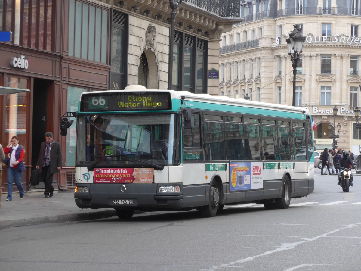 (166'940) - RATP Paris - Nr. 8273/252 PXS 75 - Irisbus am 16. November 2015 in Paris, Op�ra