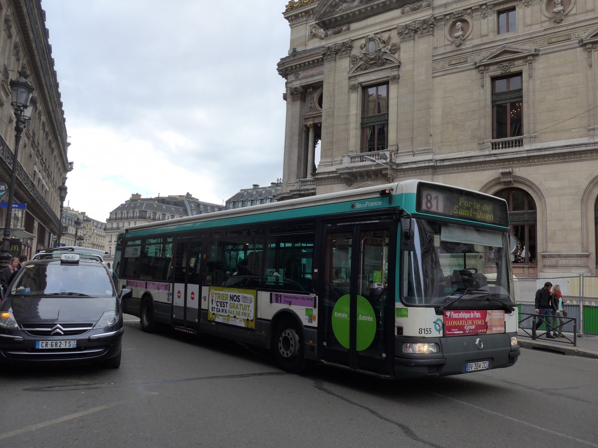 (166'945) - RATP Paris - Nr. 8155/BV 394 ZC - Irisbus am 16. November 2015 in Paris, Op�ra